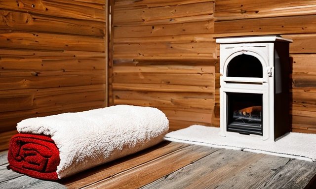 Русская баня с белой дровяной печью, просторная комната бани с отделкой из дерева и матрасом на палу